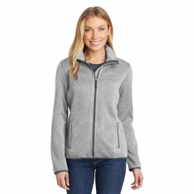 Port Authority L232 Ladies Sweater Fleece Jacket - Grey Heather | Full ...