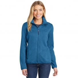 Port Authority L232 Ladies Sweater Fleece Jacket - Medium Blue Heather