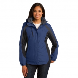 Port Authority L321 Ladies Colorblock 3-in-1 Jacket - Admiral Blue/Black/Magnet Grey