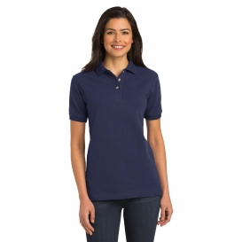Port Authority L420 Ladies Heavyweight Cotton Pique Knit Polo - Navy