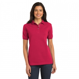Port Authority L420 Ladies Heavyweight Cotton Pique Knit Polo - Red
