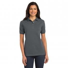Port Authority L420 Ladies Heavyweight Cotton Pique Knit Polo - Steel Grey