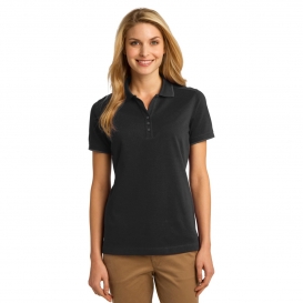 Port Authority L454 Ladies Rapid Dry Tipped Polo - Jet Black/Charcoal