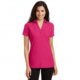 Port Authority L5001 Ladies Silk Touch Y-Neck Polo - Pink Raspberry
