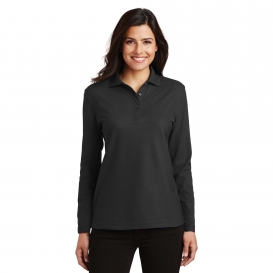 Port Authority L500LS Ladies Long Sleeve Silk Touch Polo - Black