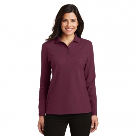 Port Authority L500LS Ladies Long Sleeve Silk Touch Polo - Burgundy