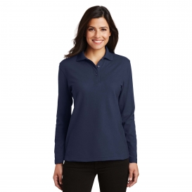 Port Authority L500LS Ladies Long Sleeve Silk Touch Polo - Navy