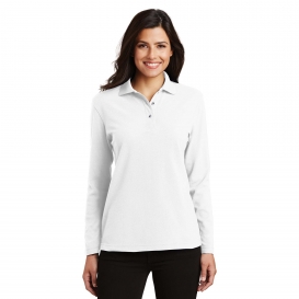 Port Authority L500LS Ladies Long Sleeve Silk Touch Polo - White