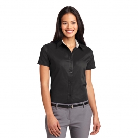 Port Authority L508 Ladies Short Sleeve Easy Care Shirt - Black/Light ...