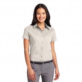 Port Authority L508 Ladies Short Sleeve Easy Care Shirt - Light Stone/Classic Navy