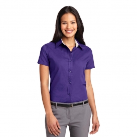 Port Authority L508 Ladies Short Sleeve Easy Care Shirt - Purple/Light Stone