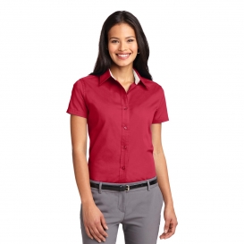 Port Authority L508 Ladies Short Sleeve Easy Care Shirt - Red/Light Stone