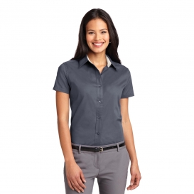 Port Authority L508 Ladies Short Sleeve Easy Care Shirt - Steel Grey/Light Stone