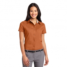 Port Authority L508 Ladies Short Sleeve Easy Care Shirt - Texas Orange/Light Stone