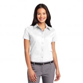 Port Authority L508 Ladies Short Sleeve Easy Care Shirt - White/Light Stone