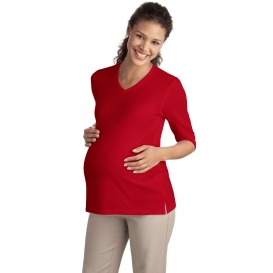 Port Authority L561M Ladies Silk Touch Maternity 3/4-Sleeve V-Neck Shirt - Red