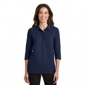 Port Authority L562 Ladies Silk Touch 3/4-Sleeve Polo - Navy