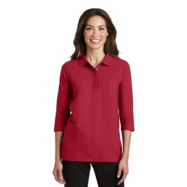Port Authority L562 Ladies Silk Touch 3/4-Sleeve Polo - Red