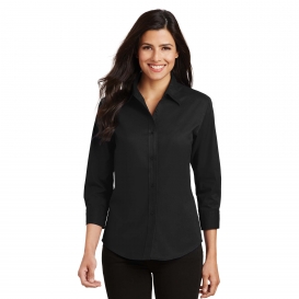 Port Authority L612 Ladies 3/4-Sleeve Easy Care Shirt - Black | Full Source