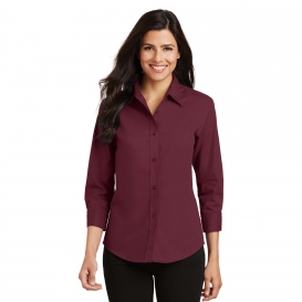 Port Authority L612 Ladies 3/4-Sleeve Easy Care Shirt - Burgundy