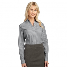 Port Authority L639 Ladies Plaid Pattern Easy Care Shirt - Charcoal