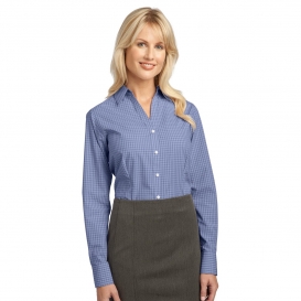 Port Authority L639 Ladies Plaid Pattern Easy Care Shirt - Navy