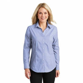 Port Authority L640 Ladies Crosshatch Easy Care Shirt - Chambray Blue ...