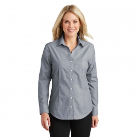 Port Authority L640 Ladies Crosshatch Easy Care Shirt - Navy Frost