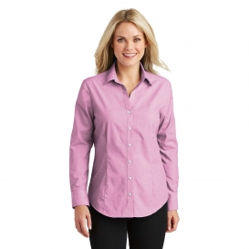 Port Authority L640 Ladies Crosshatch Easy Care Shirt - Pink Orchid