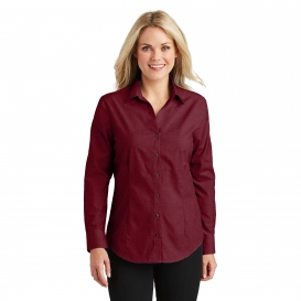 Port Authority L640 Ladies Crosshatch Easy Care Shirt - Red Oxide