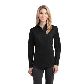 Port Authority L646 Ladies Stretch Poplin Shirt - Black