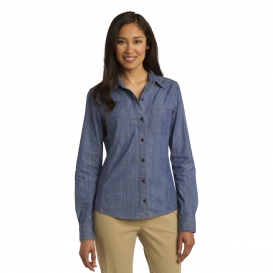 Port Authority L652 Ladies Patch Pockets Denim Shirt - Light Indigo