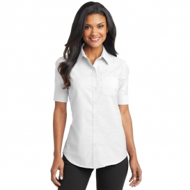 Port Authority L659 Ladies Short Sleeve SuperPro Oxford Shirt - White