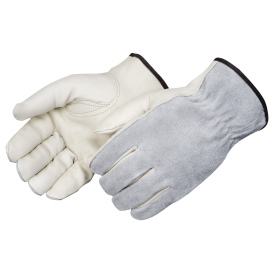 Liberty Safety 6427 Quality Grain Cowhide Split Leather Drivers Work Gloves 