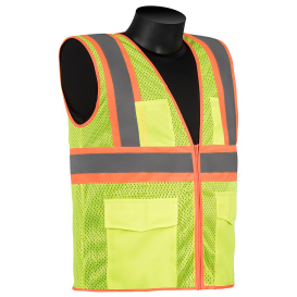 Liberty Safety C16013G Class 2 Two-Tone Surveyor Safety Vest - Yellow/Lime