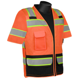 Liberty Safety C16034 HiVizGard Class 3 Black Bottom Surveyor Safety Vest - Orange