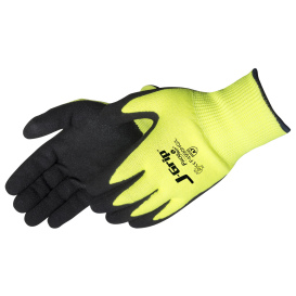 Liberty Safety F4990HG J-Grip A7 Sandy Foam Nitrile Work Gloves - Yellow/Lime