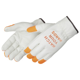 Liberty Safety I6137F Standard Grain Cowhide Leather Driver Gloves - Orange Fingertips