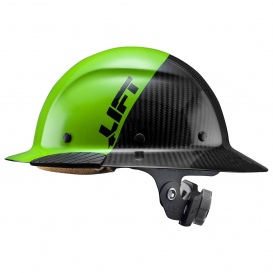LIFT Safety HDF50C-20GC Fifty 50 Carbon Fiber Full Brim Hard Hat - Ratchet Suspension - Lime Green