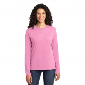 Port & Company LPC54LS Ladies Long Sleeve Core Cotton Tee - Candy Pink