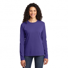 Port & Company LPC54LS Ladies Long Sleeve Core Cotton Tee - Purple