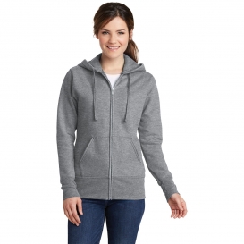 Port & Company LPC78ZH Ladies Core Fleece Full-Zip Hooded Sweatshirt - Athletic Heather
