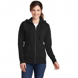 Port & Company LPC78ZH Ladies Core Fleece Full-Zip Hooded Sweatshirt - Jet Black