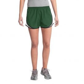 Sport-Tek LST304 Ladies Cadence Shorts - Forest Green/White/Black