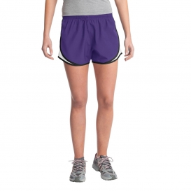 Sport-Tek LST304 Ladies Cadence Shorts - Purple/White/Black