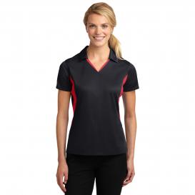 Sport-Tek LST655 Ladies Side Blocked Micropique Sport-Wick Polo Shirt - Black/Red
