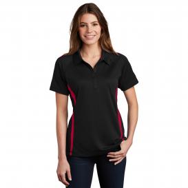 Sport-Tek LST685 Ladies PosiCharge Micro-Mesh Colorblock Polo Shirt - Black/Red