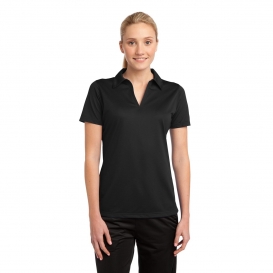 Sport-Tek LST690 Ladies Active Textured Polo Shirt - Black