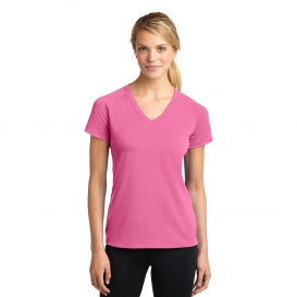 Sport-Tek LST700 Ladies Ultimate Performance V-Neck T-Shirt - Bright Pink