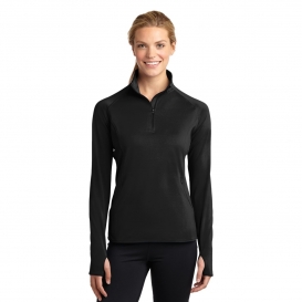 Sport-Tek LST850 Ladies Sport-Wick Stretch 1/2-Zip Pullover Sweatshirt - Black